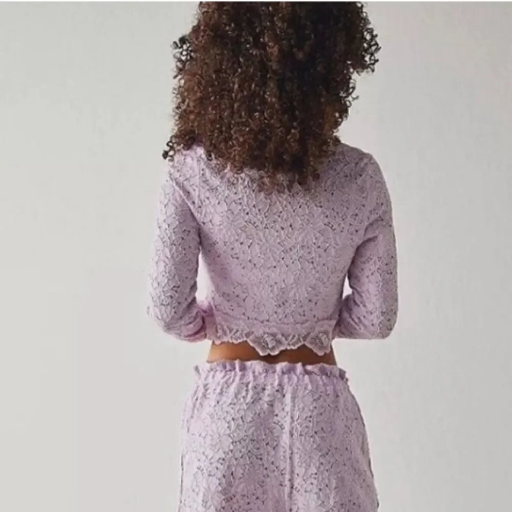 NWOT Free People Intimately Cloud Ride Lace Lounge Crop Top Brushed Lilac Sz M
